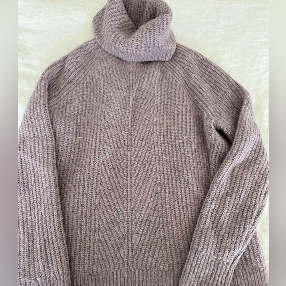 Madewell light purple oversized wool turtleneck sweater.